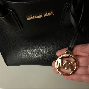 Michael Kors Black Leather Bag with Gold Accents